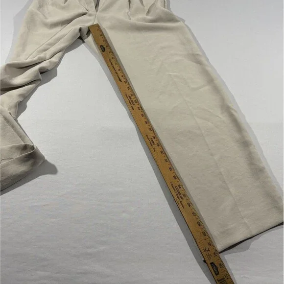 Aritzia Wilfred Effortless Oatmeal Beige Pant Wide Leg Pleated Trousers Sz 8 - Picture 5 of 13